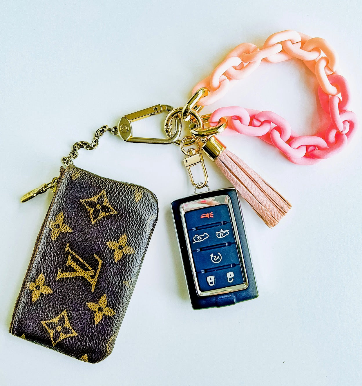 Chain Link Tassel Wristlet Key Chain, Pink