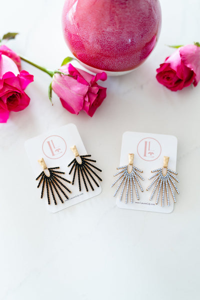 White Sunburst Drop Earrings