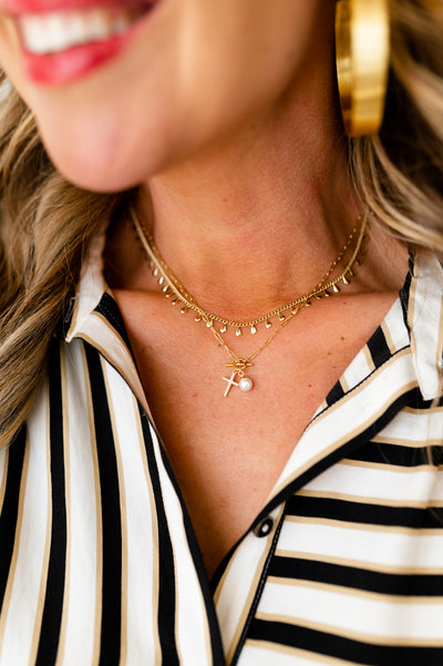 Cross + Pearl Necklace