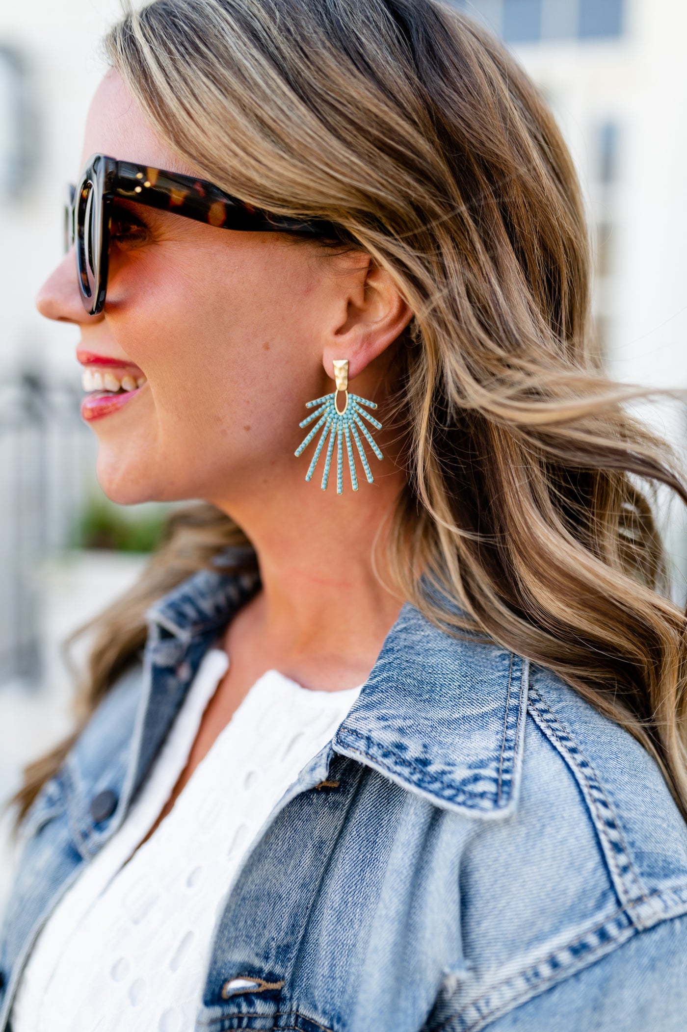 Turquoise Sunburst Drop Earrings