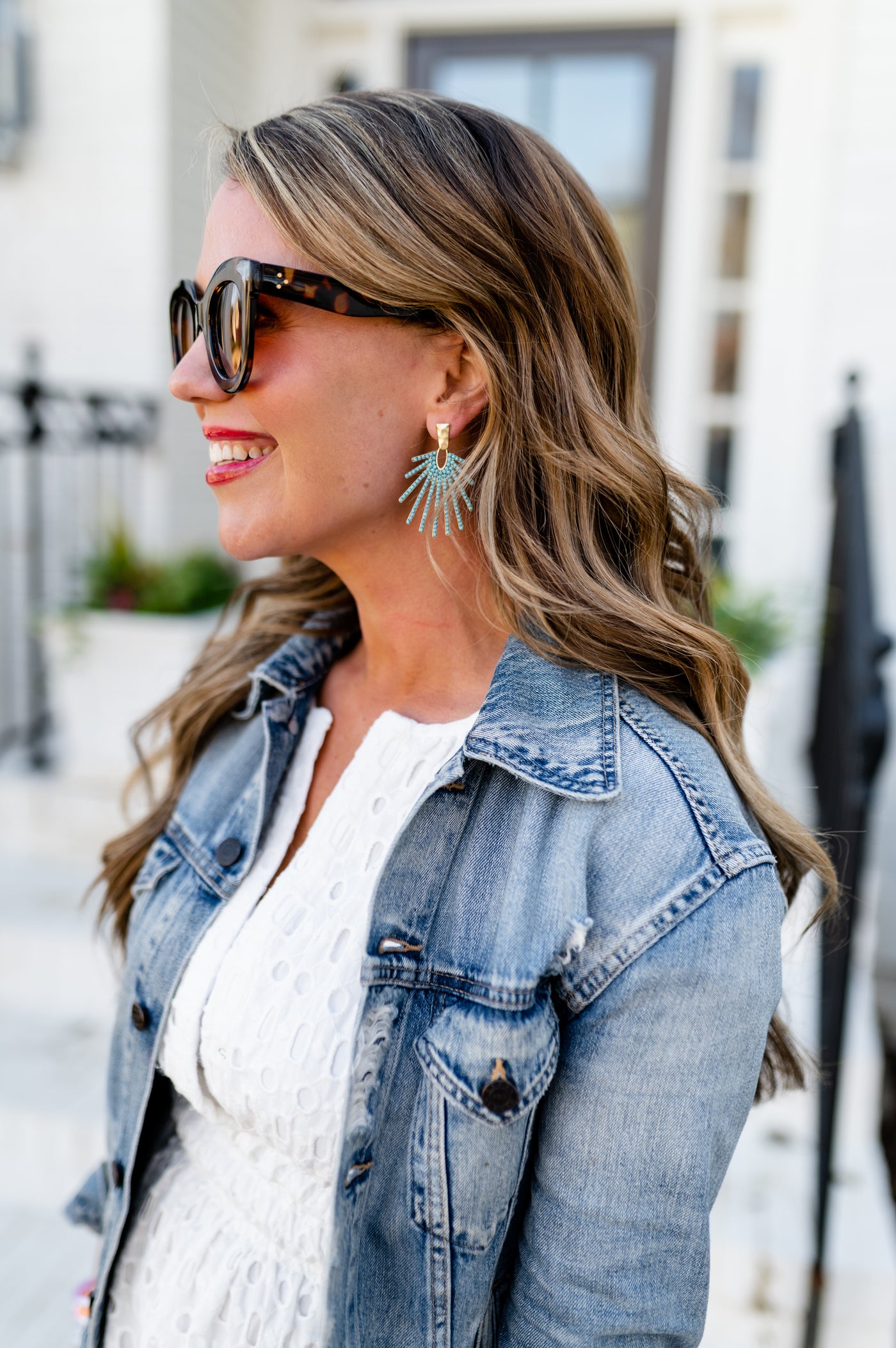 Turquoise Sunburst Drop Earrings