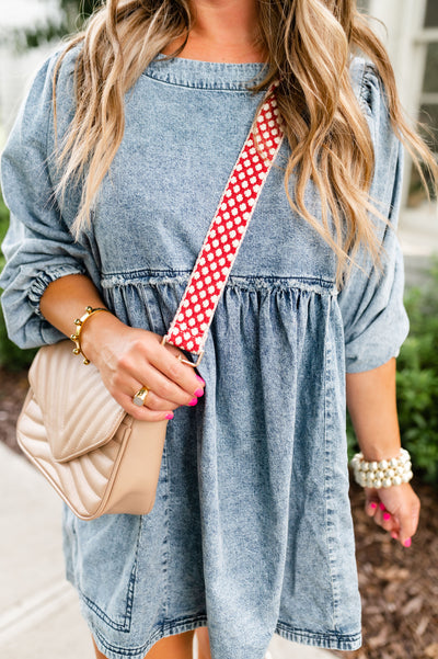 Bag Strap, Red & White Dot