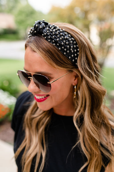 Lauren Studded Headband, Black