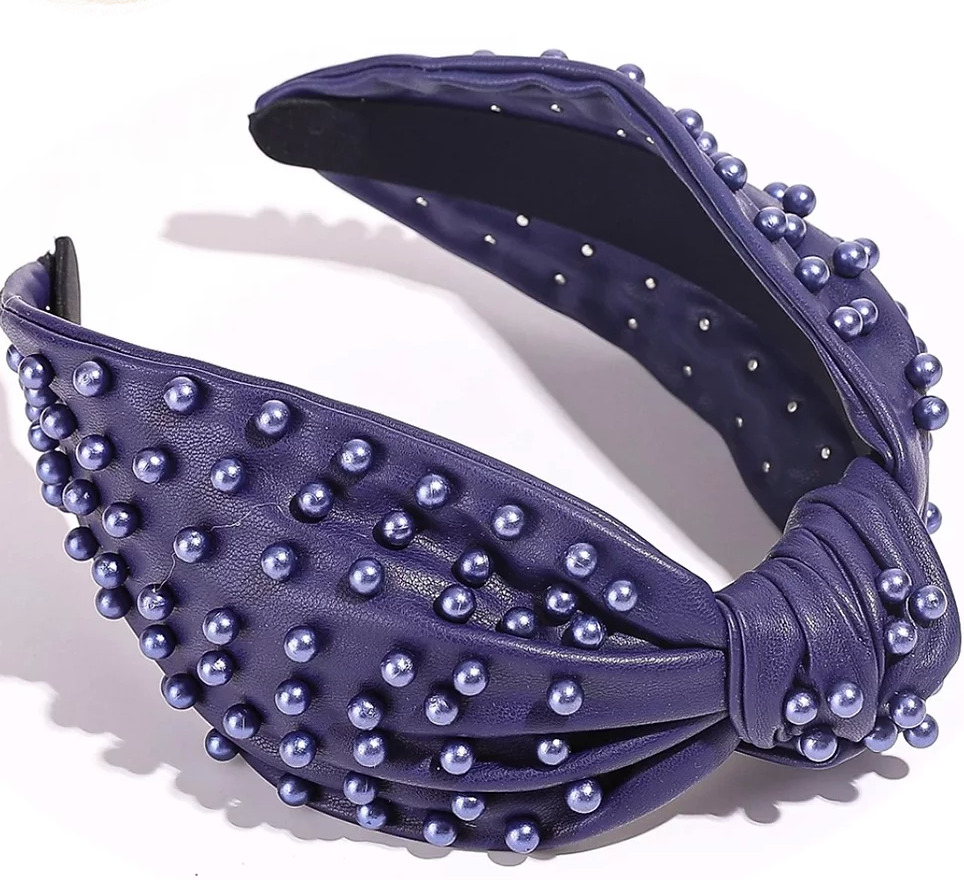 Lauren Studded Headband, Navy