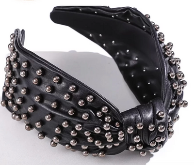 Lauren Studded Headband, Black