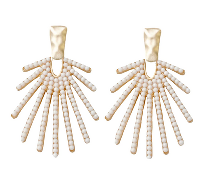 White Sunburst Drop Earrings