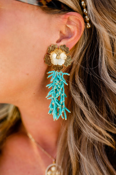 Daisy Coral Statement Earring, Turquoise
